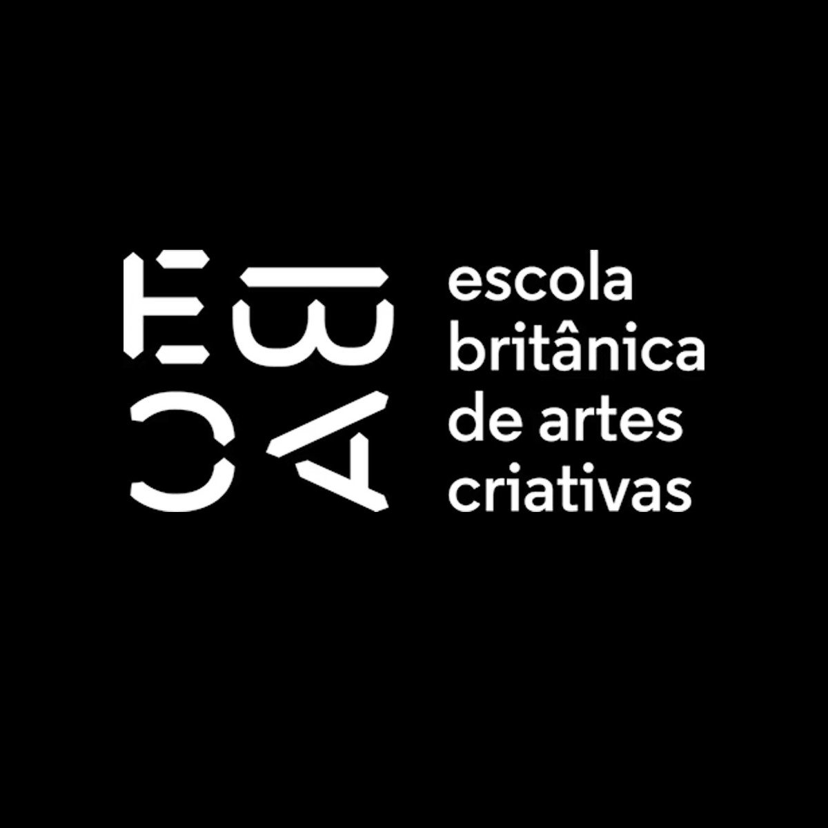 EBAC, Escola Britânica de Artes Criativas, logo in white on black